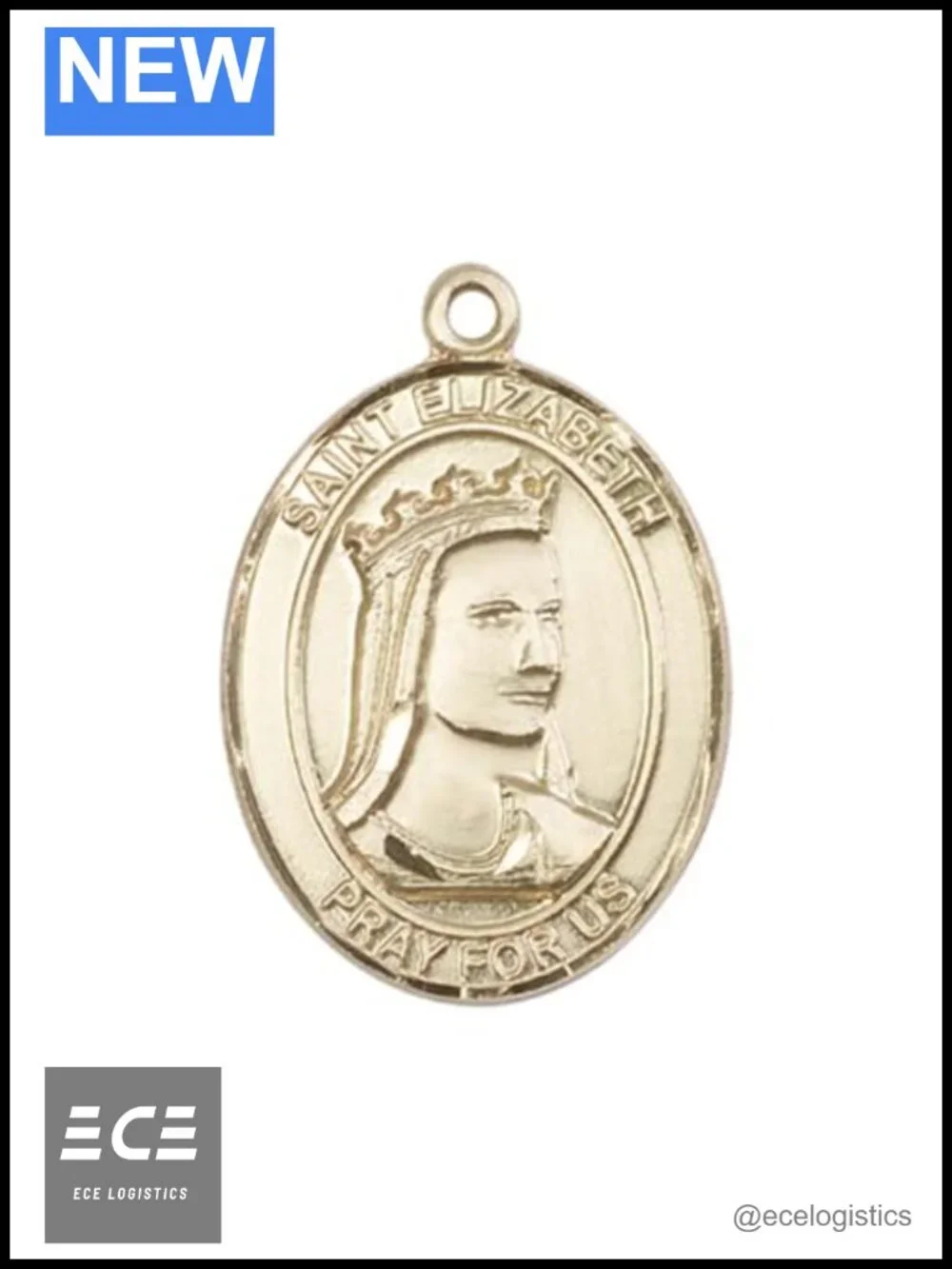 Sterling Silver Saint Elizabeth of Hungary Medal Pendant Necklace